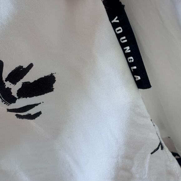 YoungLA Shirt Sz L White Black Button Up Casual Scarface Viscose Abstract - Picture 7 of 10